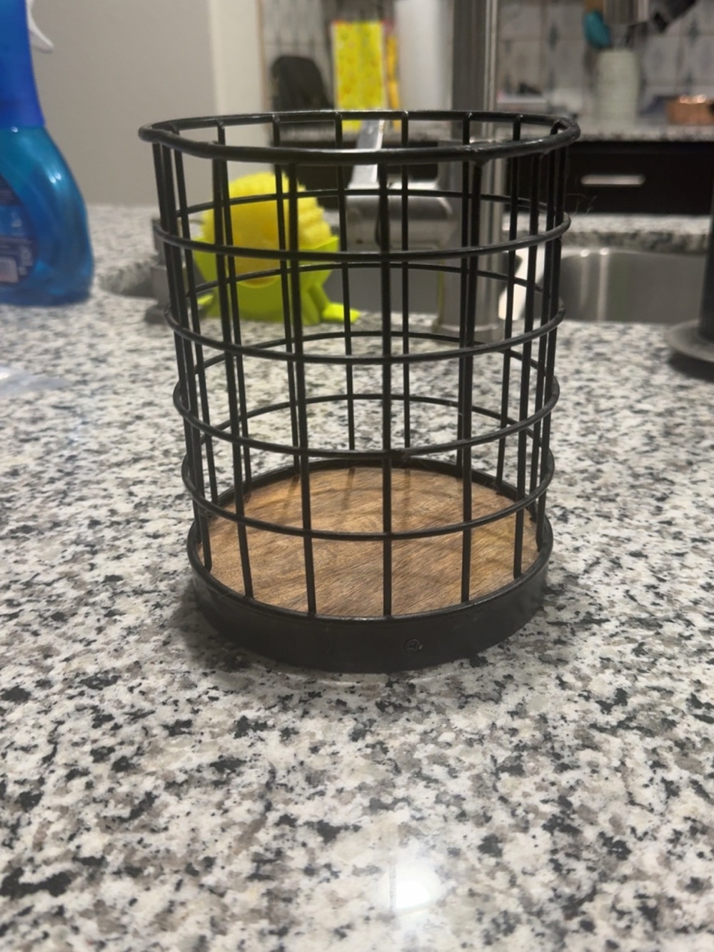 Threshold Black Metal Wire Utensil Holder with Wood Base
